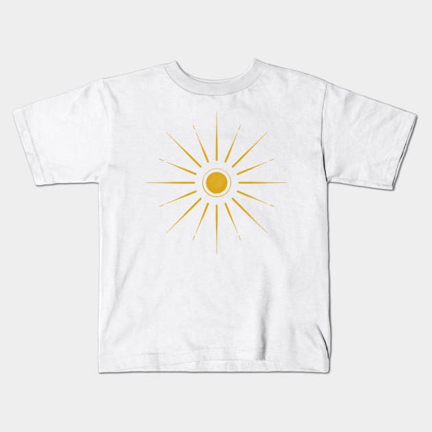 Golden Sun Burst Kids T-Shirt by arcanumstudio